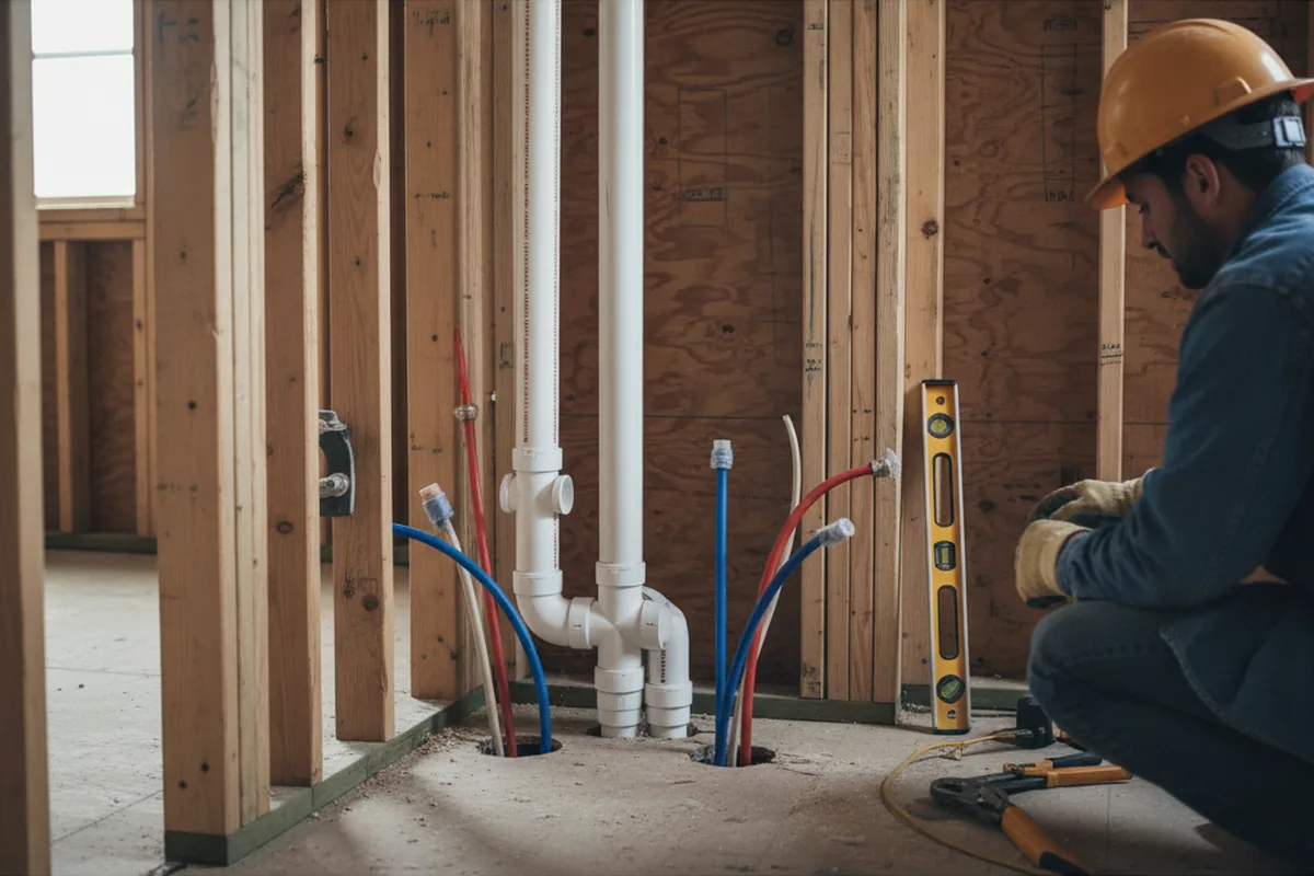 Drain and supply rough-in during Sump Pump Repair in Rickman